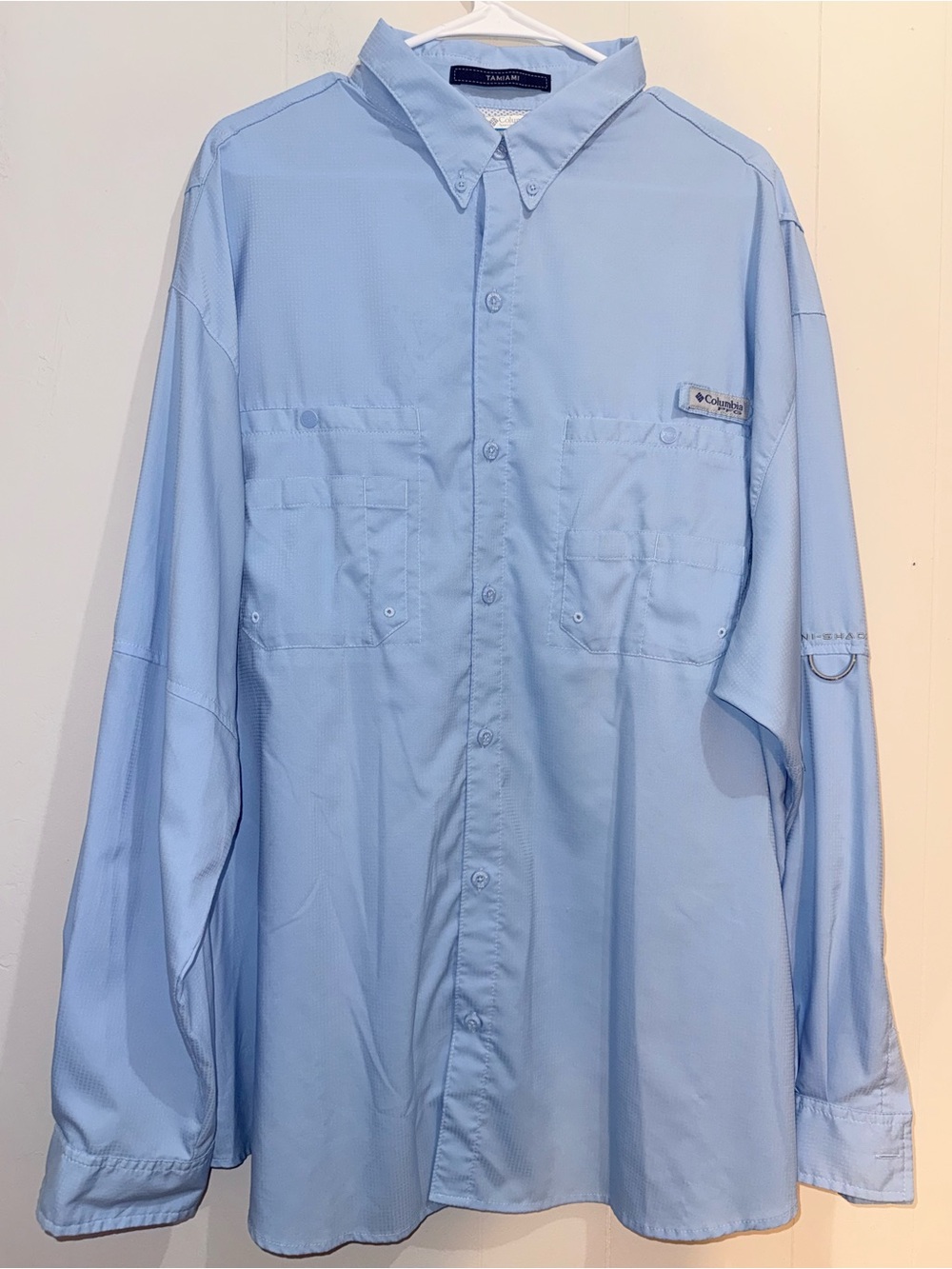 Columbia Men’s PFG Tamiami II Fishing Shirt Blue XXL Light Blue Vented